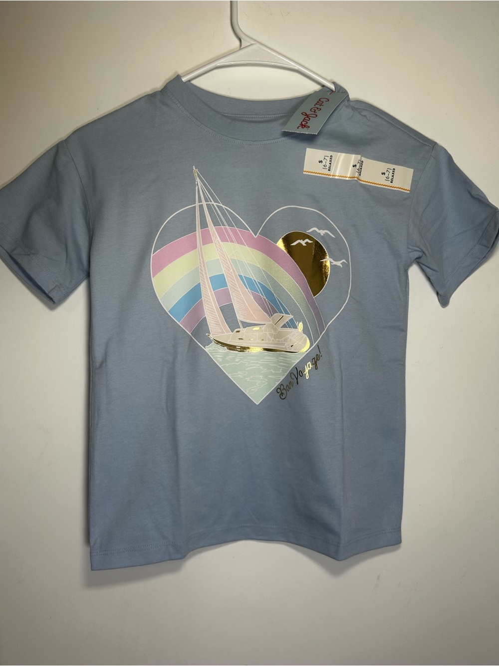 Cat & Jack Girls Graphic Sailboat Rainbow Short Sleeve